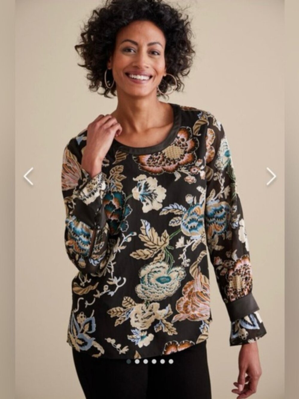 Soft Surroundings Deanna Multi Floral Blouse NWT 1X Metallic Shimmer